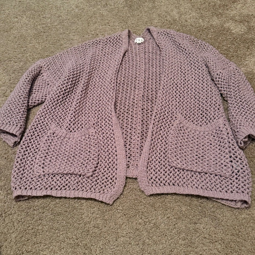 POL Open Knit Cardigan Medium Mauve
